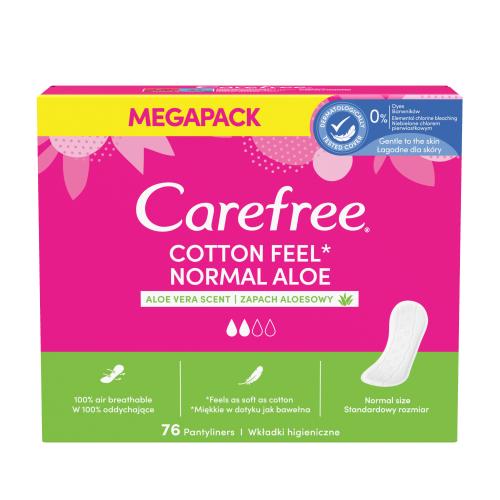 Carefree Cotton Feel Normal Aloe Vera intimky s vôňou aloe vera pre ženy slipová vložka 76 ks