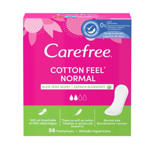 Carefree Cotton Feel Normal Aloe Vera intímky s vôňou aloe vera pre ženy slipová vložka 56 ks