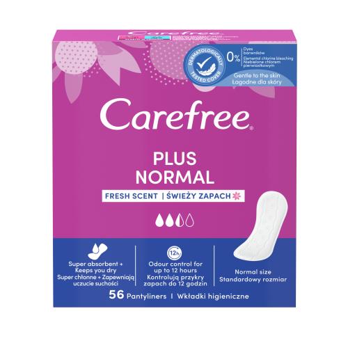Carefree Plus Normal Fresh Scent intímky so sviežou vôňou pre ženy slipová vložka 56 ks