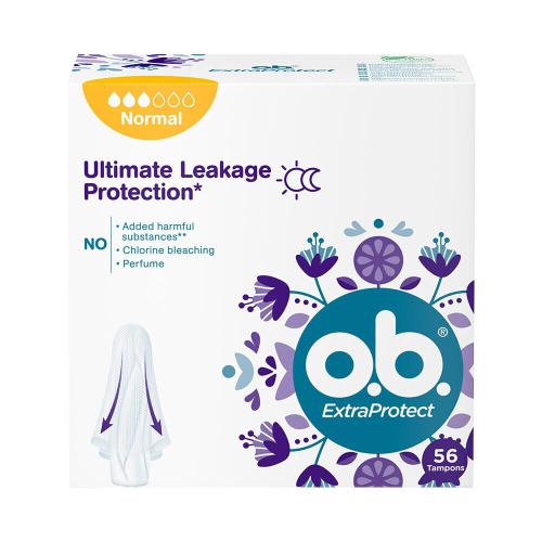 o.b. ExtraProtect Normal tampóny na maximálnu ochranu pred pretečením vo dne aj v noci pre ženy tampón 56 ks