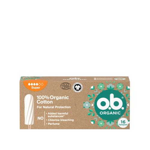 o.b. Organic Super tampóny zo 100 % organickej bavlny pre ženy tampón 16 ks