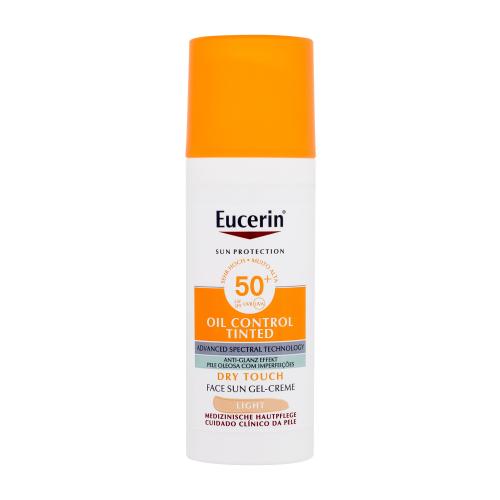 Eucerin Sun Oil Control Tinted Dry Touch Sun Gel-Cream SPF50 50 ml tónujúci opaľovací gélový krém na tvár unisex Light