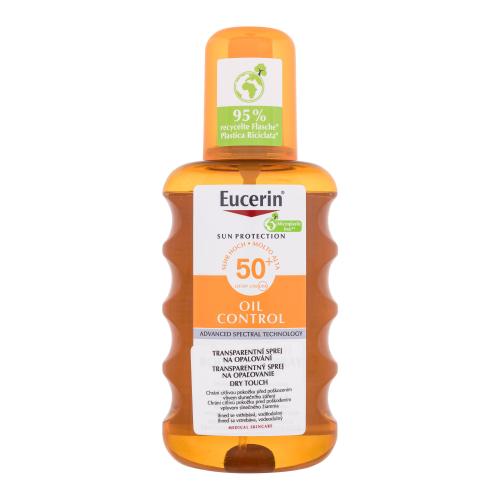 Eucerin Sun Oil Control Dry Touch Transparent Spray SPF50 200 ml vodoodolný transparentný opaľovací sprej unisex