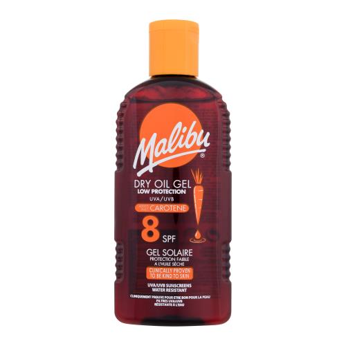 Malibu Dry Oil Gel With Carotene SPF8 200 ml vodoodolný olejový gél na opaľovanie s karoténom unisex