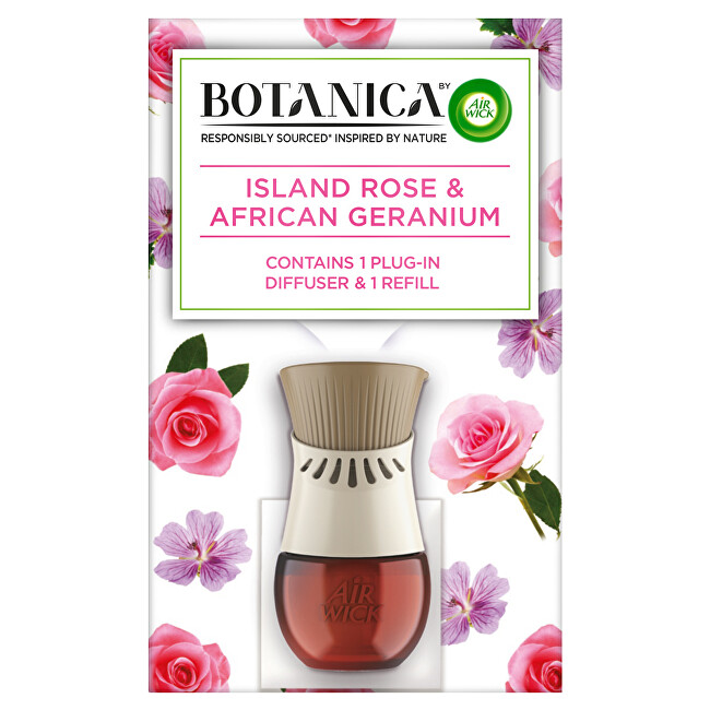 Air Wick Elektrický difuzér a náplň Botanica Exotická ruža a africká pelargónia 19 ml