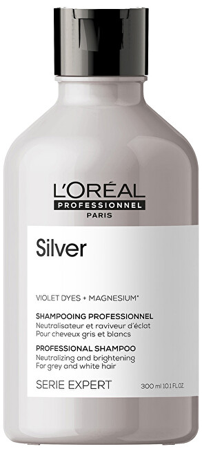 L´Oréal Professionnel Strieborný šampón pre sivé a biele vlasy Magnézium Silver ( Neutral ising Shampoo For Grey And White Hair ) 300 ml - nové balení