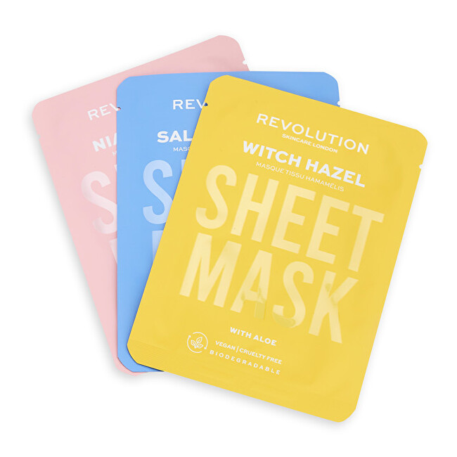 Revolution Skincare Sada pleťových masiek pre problematickú pleť biodegradable (Blemish Prone Skin Sheet Mask)