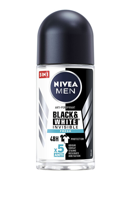 Nivea Guľôčkový antiperspirant Black & White Fresh pre mužov 48H (Anti-Perspirant) 50 ml
