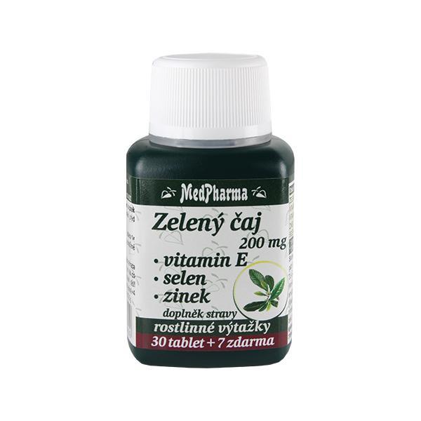 MedPharma Zelený čaj 200 mg   vitamín E   selen   zinek 30 tbl.   7 tbl. ZDARMA