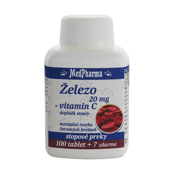 MedPharma Železo 20 mg   vitamín C 100 tbl.   7 tbl. ZDARMA