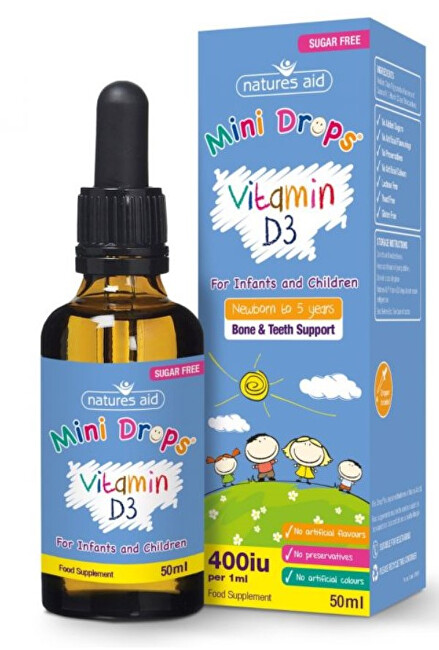 Natures Aid Vitamín D3 kvapky pre deti (400iu) - 50 ml