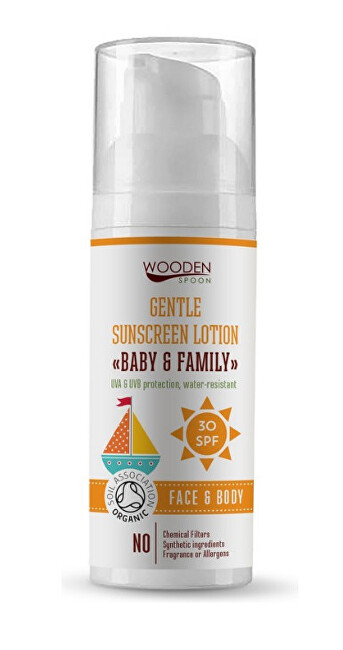 WoodenSpoon Opaľovacie telové mlieko Baby & Family SPF 30 50 ml