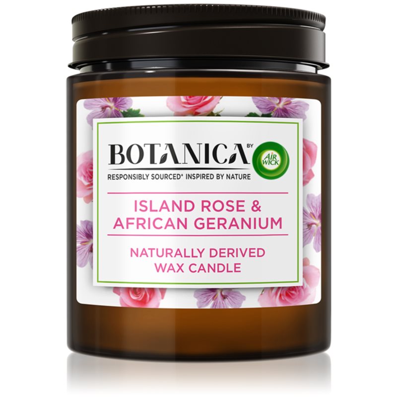 Air Wick Botanica Island Rose  African Geranium vonná sviečka s vôňou ruží 205 g