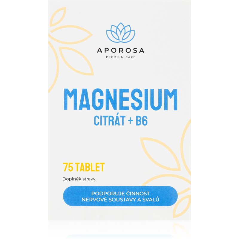 Aporosa Magnesium Citrát  B6 tablety na podporu normálnej činnosti nervovej sústavy, svalov, zubov a zníženie únavy 75 tbl
