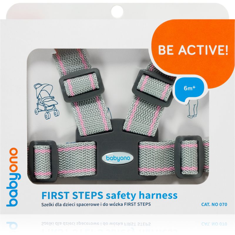 BabyOno Be Active Safety Harness First Steps doplnok do vlasov pre deti GreyPink 6 m 1 ks