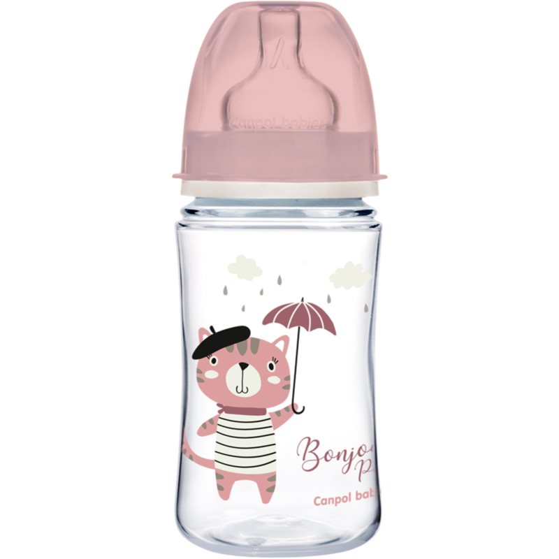 Canpol babies Bonjour Paris dojčenská fľaša 3m Pink 240 ml