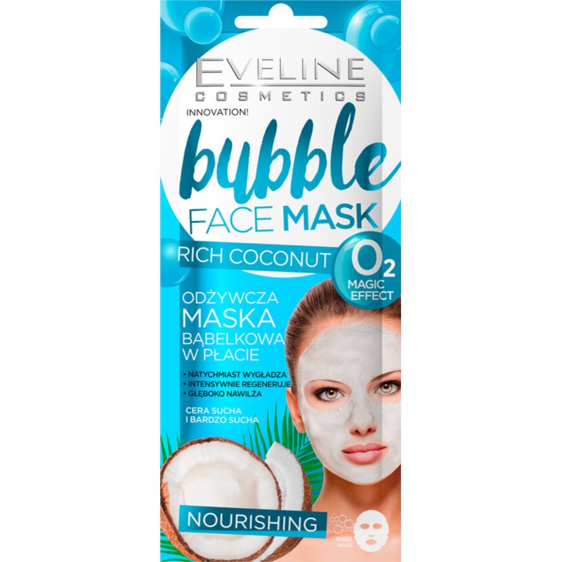 Eveline Cosmetics Bubble Mask Rich Coconut vyživujúca plátienková maska s kokosom 1 ks