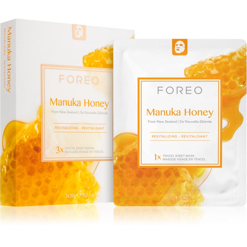 FOREO Farm to Face Sheet Mask Manuka Honey plátenná maska s hydratačným a revitalizačným účinkom 3x20 ml