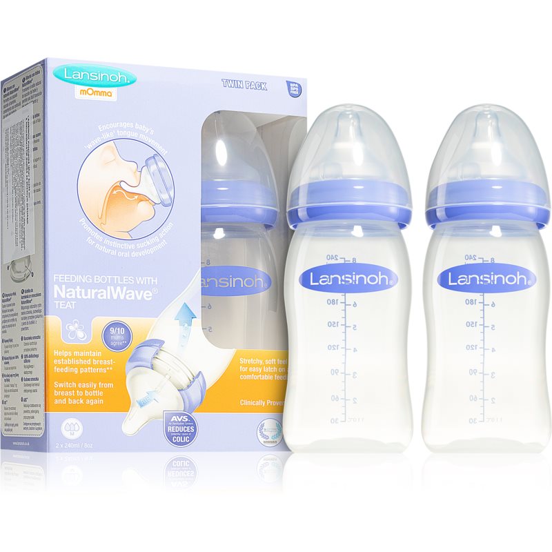 Lansinoh NaturalWave dojčenská fľaša Medium 2x240 ml