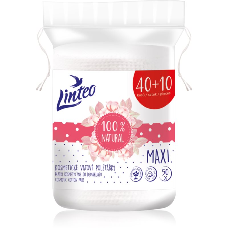 Linteo Natural Cotton Pads odličovacie tampóny Maxi 40  10ks 50 ks