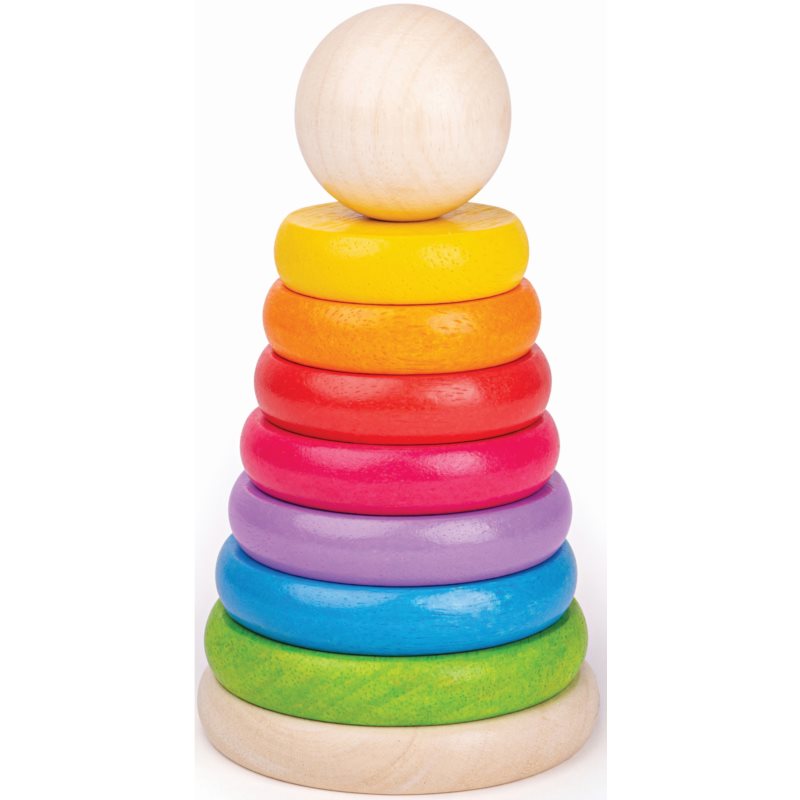 Bigjigs Toys First Rainbow Stacker nasadzovacie krúžky z dreva