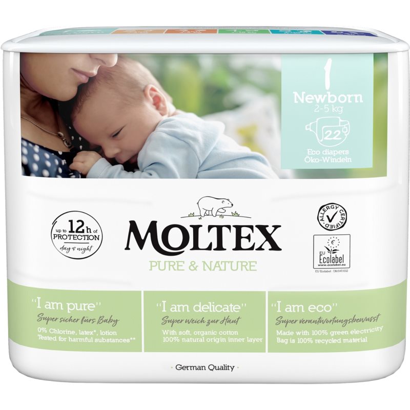 Moltex Pure  Nature Newborn Size 1 jednorazové EKO plienky 2 - 4 kg 22 ks