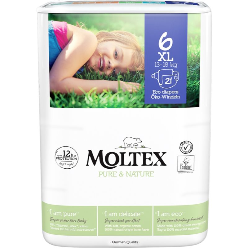 Moltex Pure  Nature XL Size 6 jednorazové EKO plienky 13-18 kg 21 ks