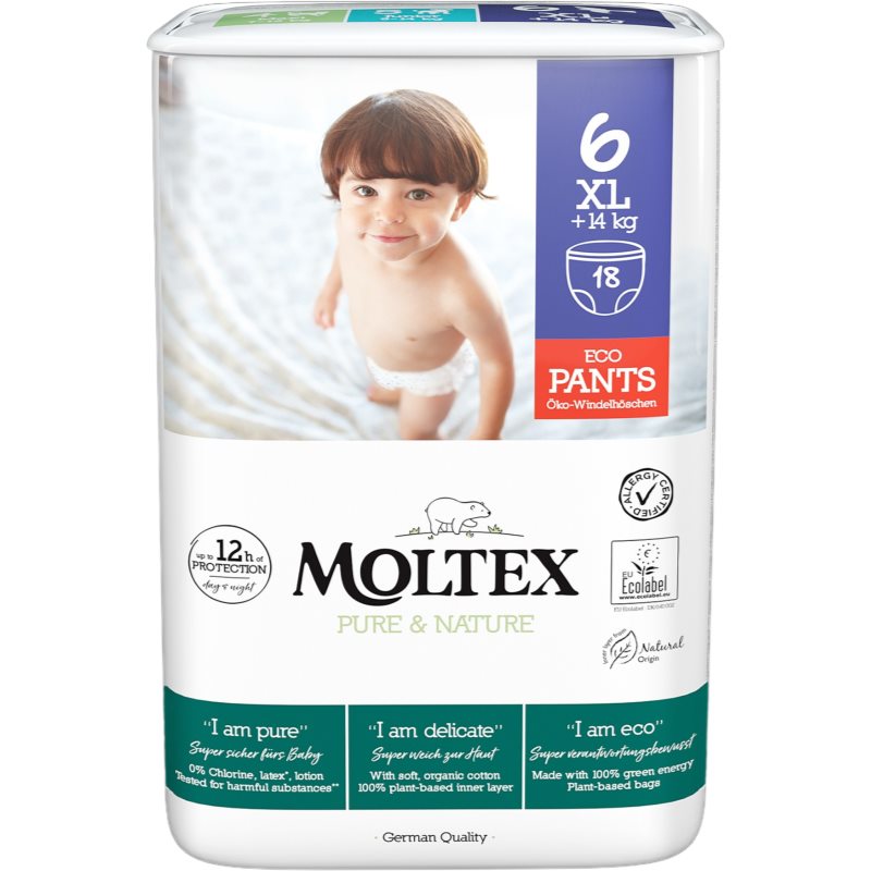 Moltex Pure  Nature XL Size 6 jednorazové plienkové nohavičky 14 kg 18 ks