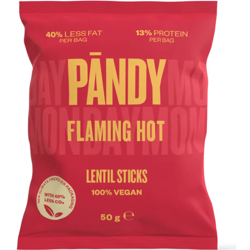 Pändy Lentil Sticks šošovicové chrumky príchuť Flaming Hot 50 g