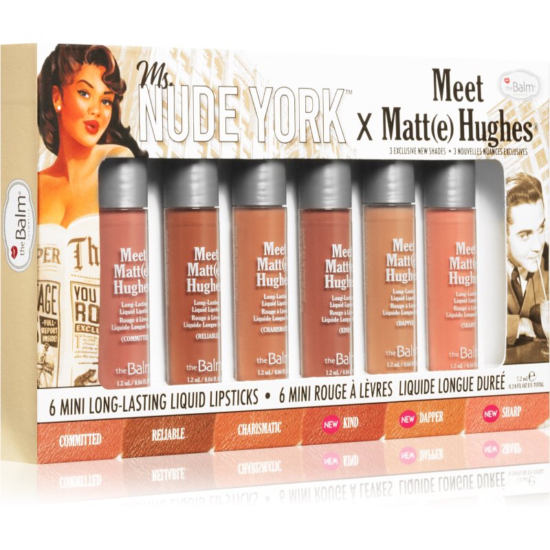 theBalm Meet Matt(e) Hughes X Ms. Nude York sada tekutých rúžov (s matným efektom)