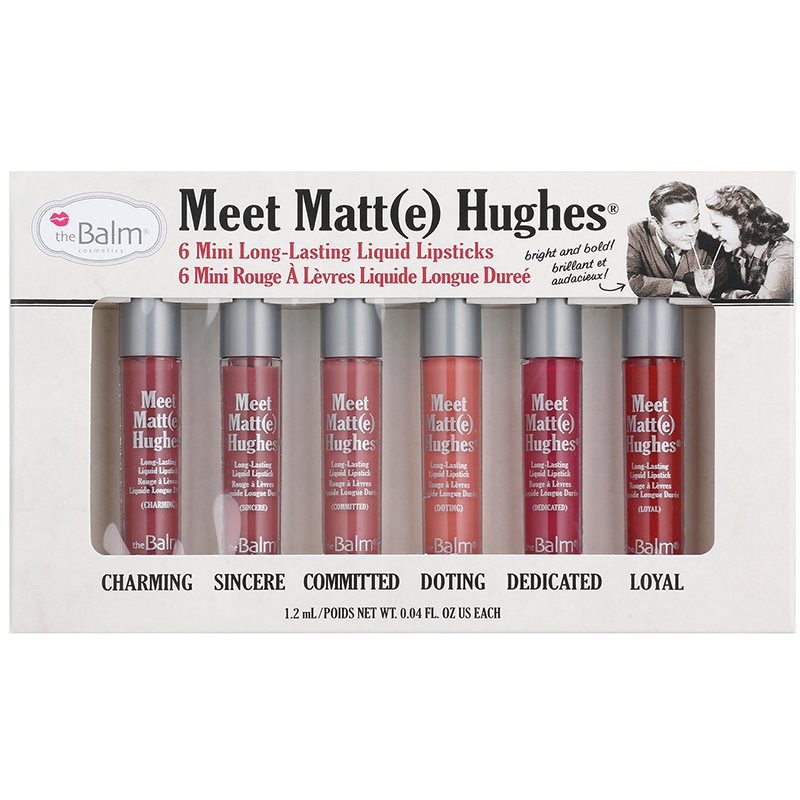 theBalm Meet Matt(e) Hughes Mini Kit sada tekutých rúžov (pre dlhotrvajúci efekt)