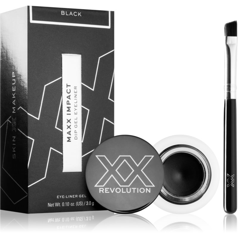 XX by Revolution MAXX IMPACT gélové očné linky so štetčekom odtieň Black 3 g