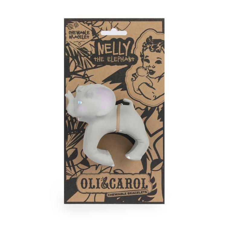 OliCarol Nelly the Elephant - hryzátko-náramok a hračka do vody slon