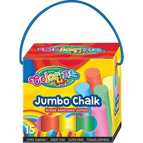 LOCAL Chodníkové kriedy Jumbo v krabici s uchom, mix farieb, 15 kriedbalenie