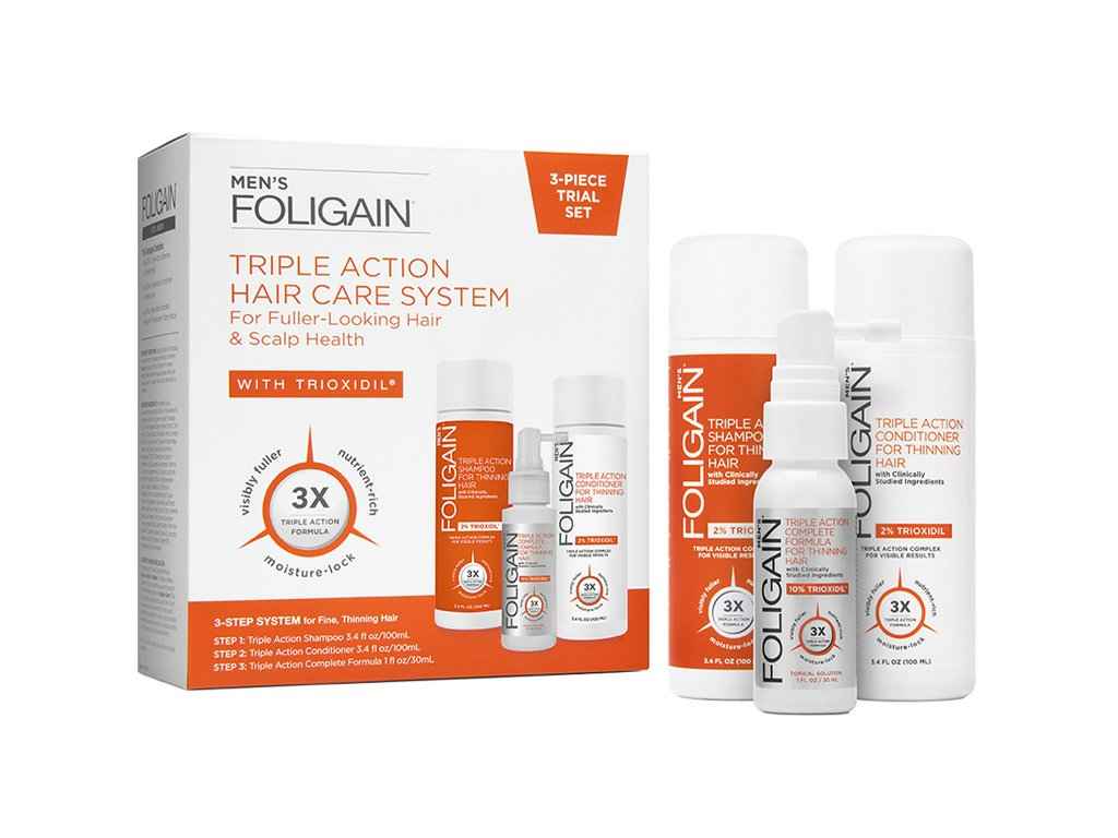 Foligain Triple Action cestovní sada proti vypadávaniu vlasov pre mužov 100ml  100 ml  30 ml