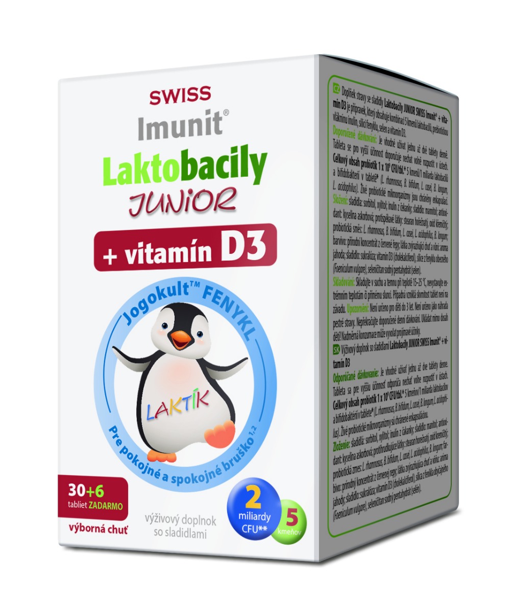 SWISS Laktobacily JUNIOR Imunit  vitamín D3 306 tbl.
