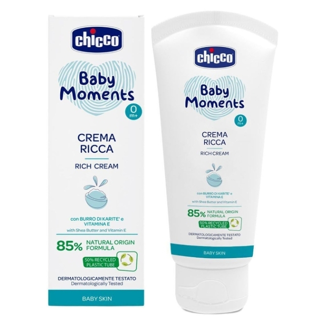 CHICCO Baby Moments vyživujúci krém 85 percent prírodných zložiek 0m 100 ml
