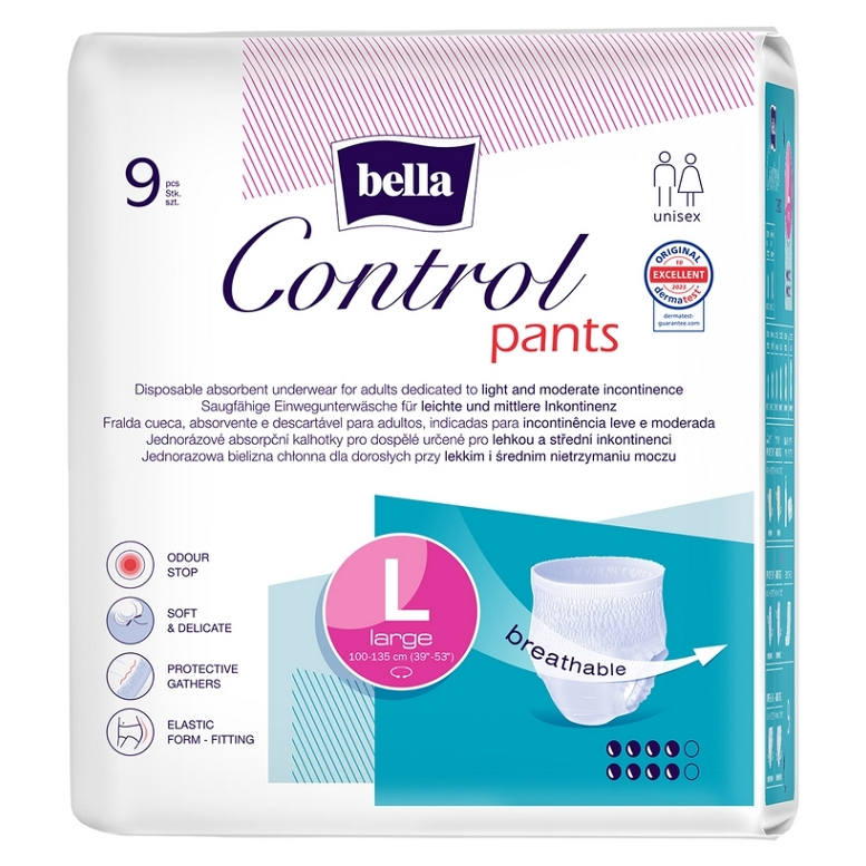 BELLA Control pants absorpčné nohavičky L 9 kusov