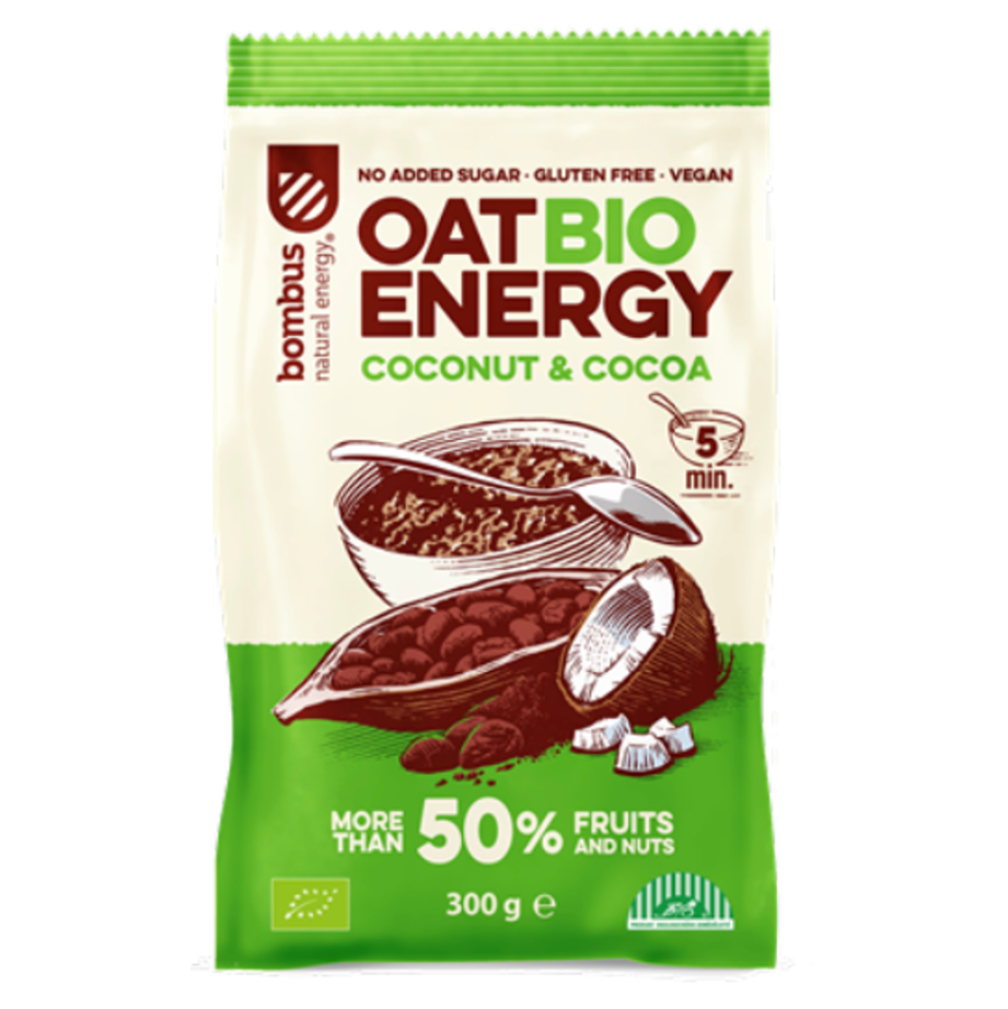 BOMBUS Oat energy coconut  cocoa ovsená kaša 300 g BIO