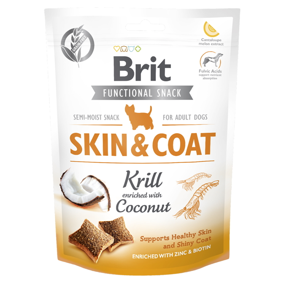 BRIT Care Functional Snack SkinCoat Krill s kokosom pre psov 150 g