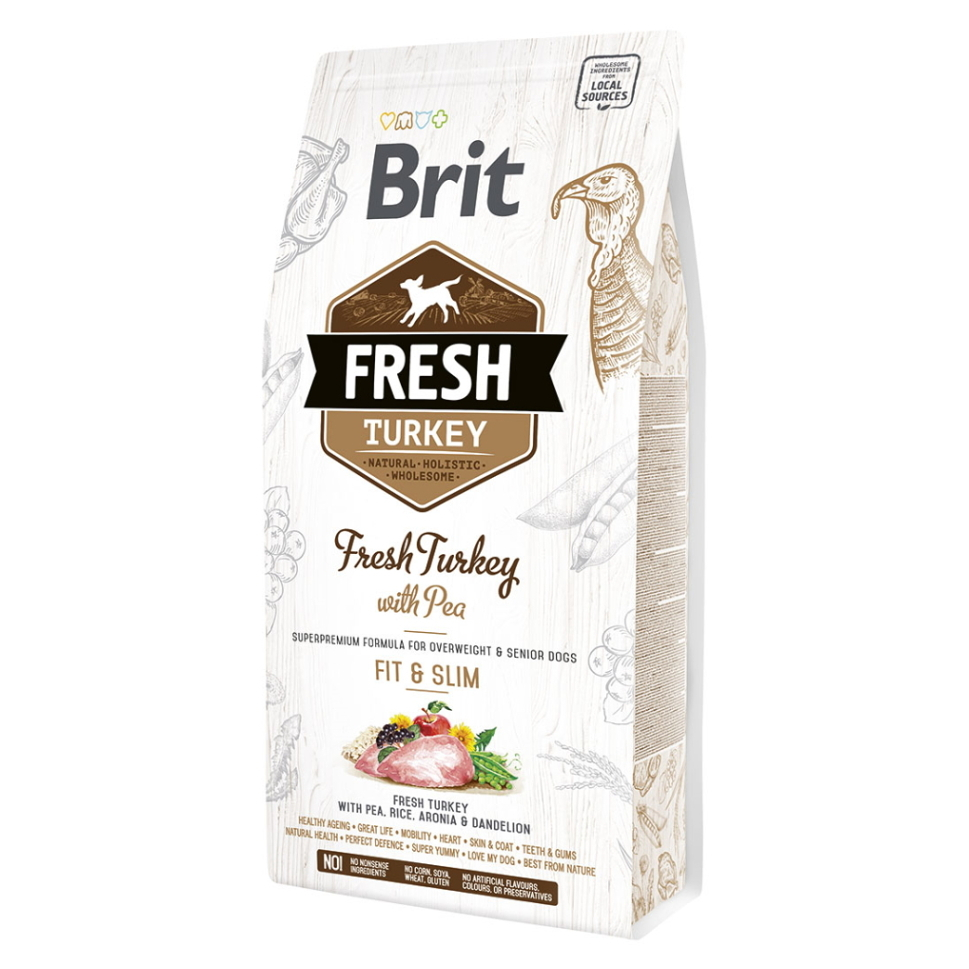 BRIT Fresh Turkey with Pea Adult Fit  Slim granule pre psov, Hmotnosť balenia: 12 kg
