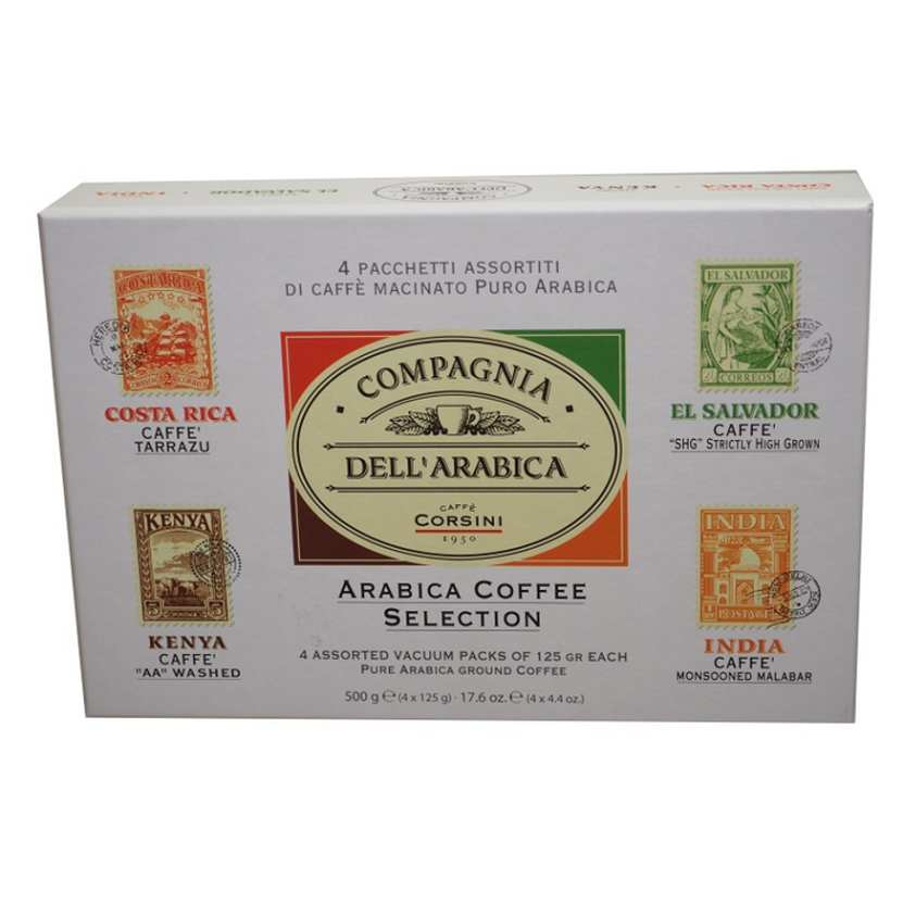 CORSINI Arabica Coffee Selection Paper Gift mletá káva 4x 125 g