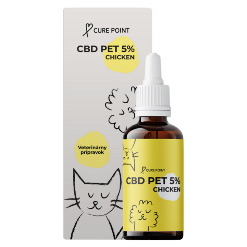 CURE POINT CBD PET 5 percent olej pre psov a mačky s príchuťou kuraťa 10 ml
