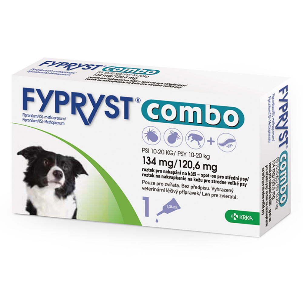 FYPRYST combo spot-on 134 mg120,6 mg stredné psy 10-20 kg 1x1,34 ml