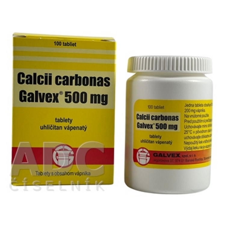 GALVEX Calcii carbonas 500 mg kalciové tablety 100 kusov