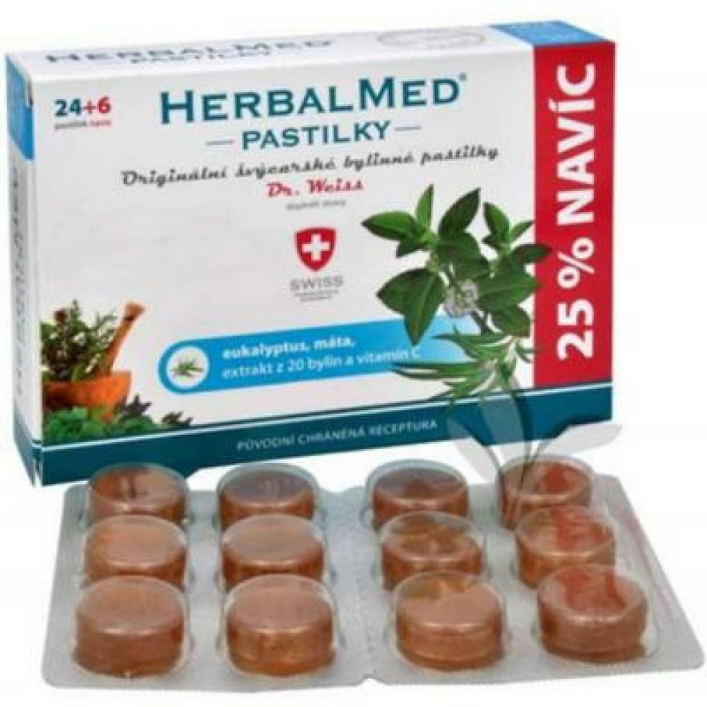 HERBALMED Pastilky Eukalyptus, mäta, vitamín C 24  6 pastiliek
