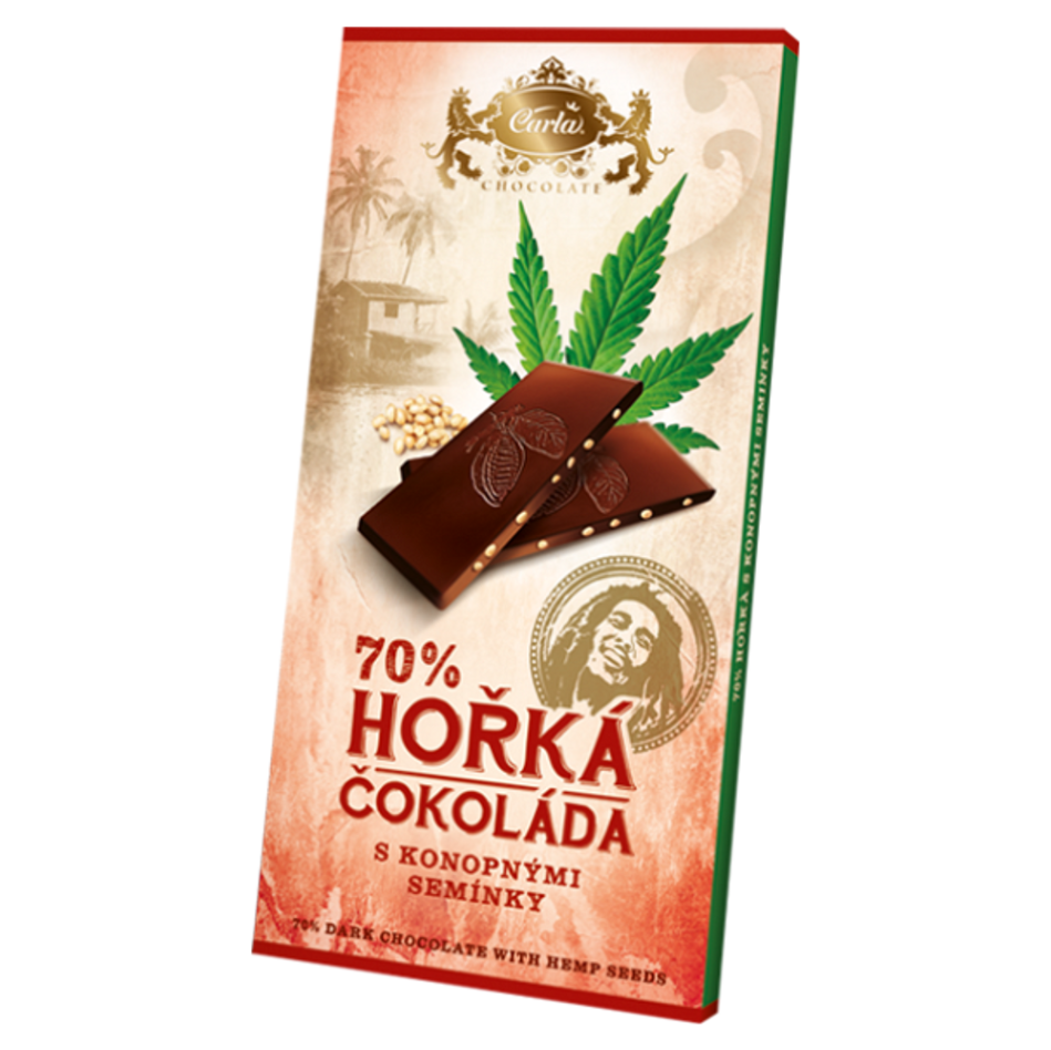 CARLA Horká čokoláda 70 percent s konopným semienkom 80 g