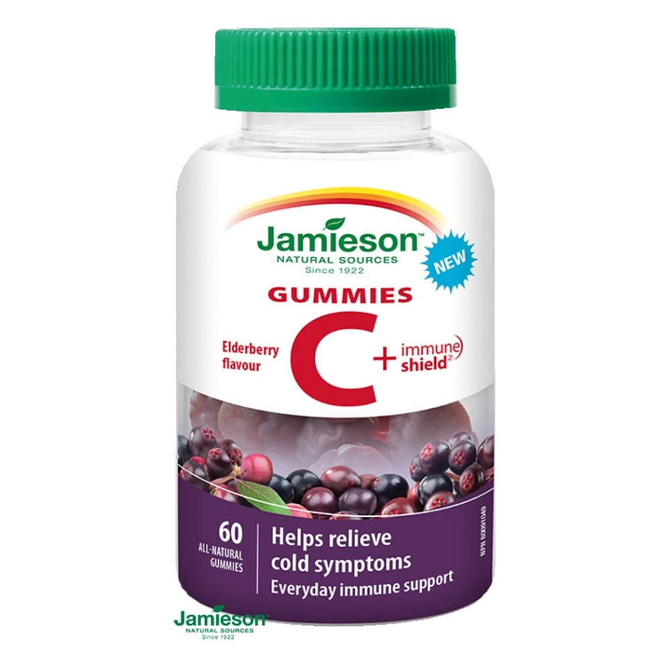 JAMIESON Vitamín C  Immune Shield Gummies s príchuťou bazy 60 pastiliek