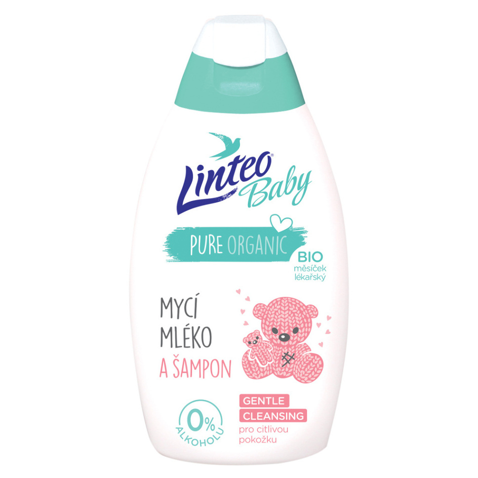 LINTEO Baby Umývacie mlieko a šampón s Bio nechtíkom lekárskym 425 ml