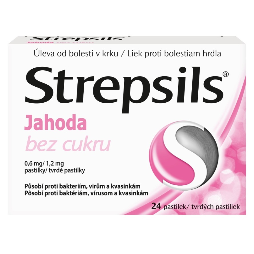 STREPSILS Jahoda bez cukru 24 pastiliek